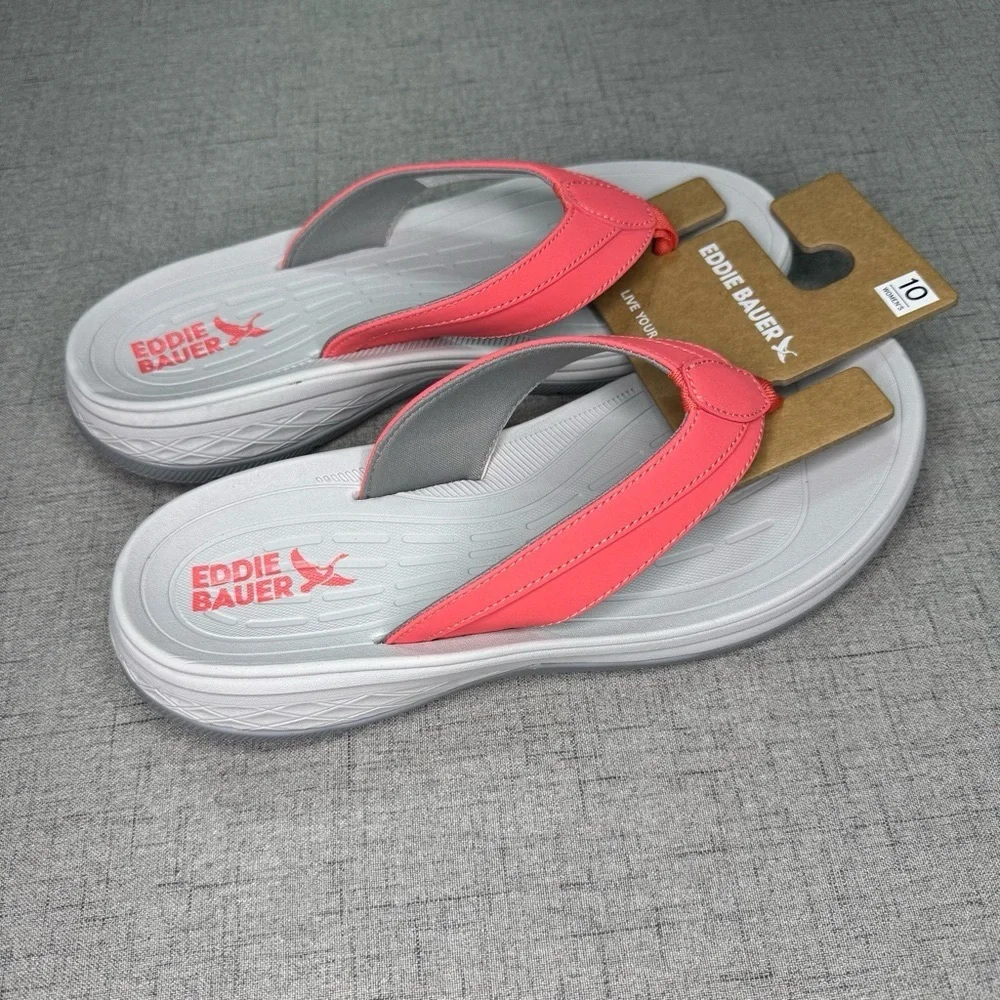 Eddie Bauer Break Point Flip Flops Coral Sandals Summer Comfy Walking 10 NWT - Picture 8 of 9